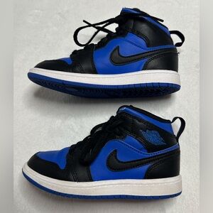 Jordan Black and Blue Mid-Top Sneakers